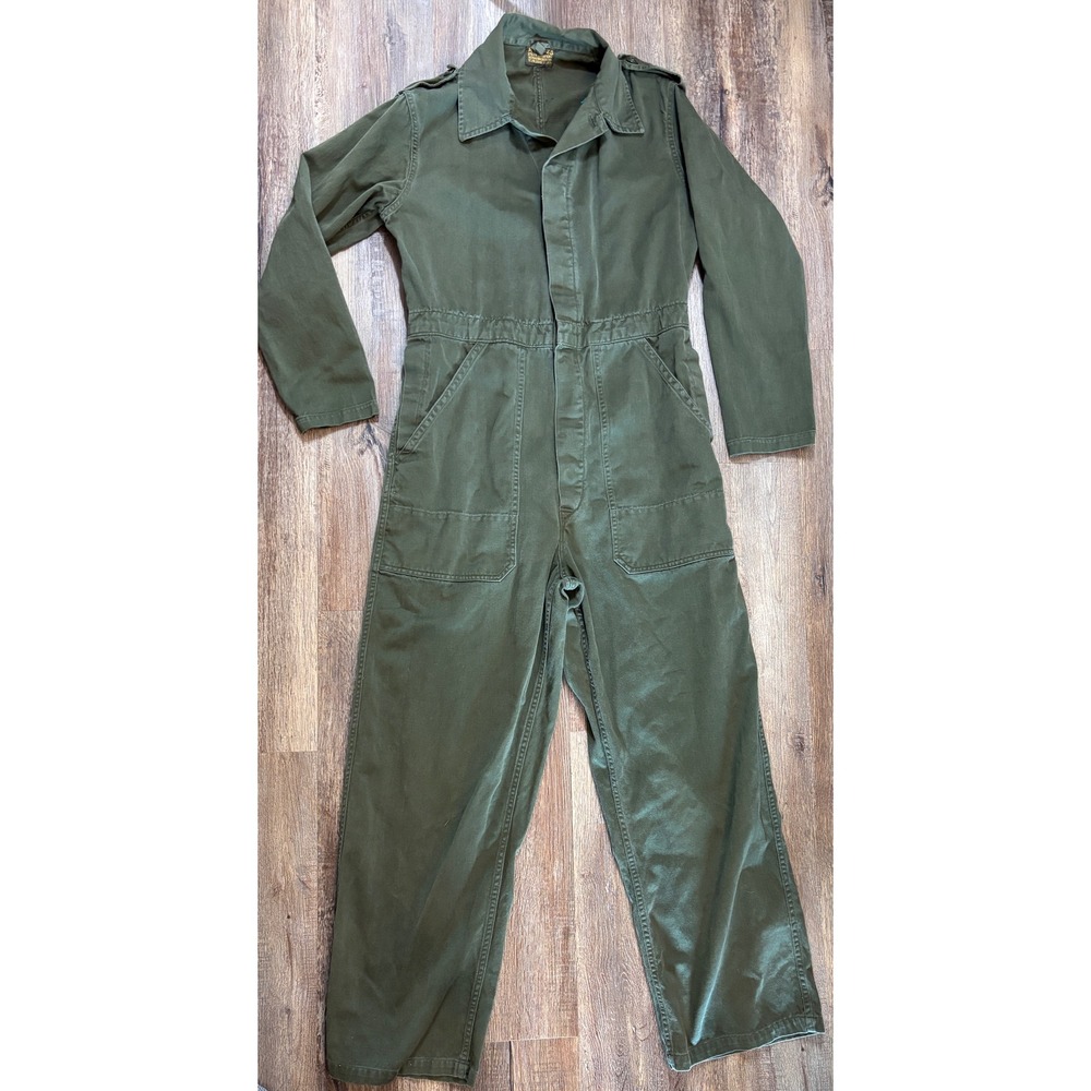 Vintage 1972 Military Army Jumpsuit Olive Green Coveralls Workwear Netherlands